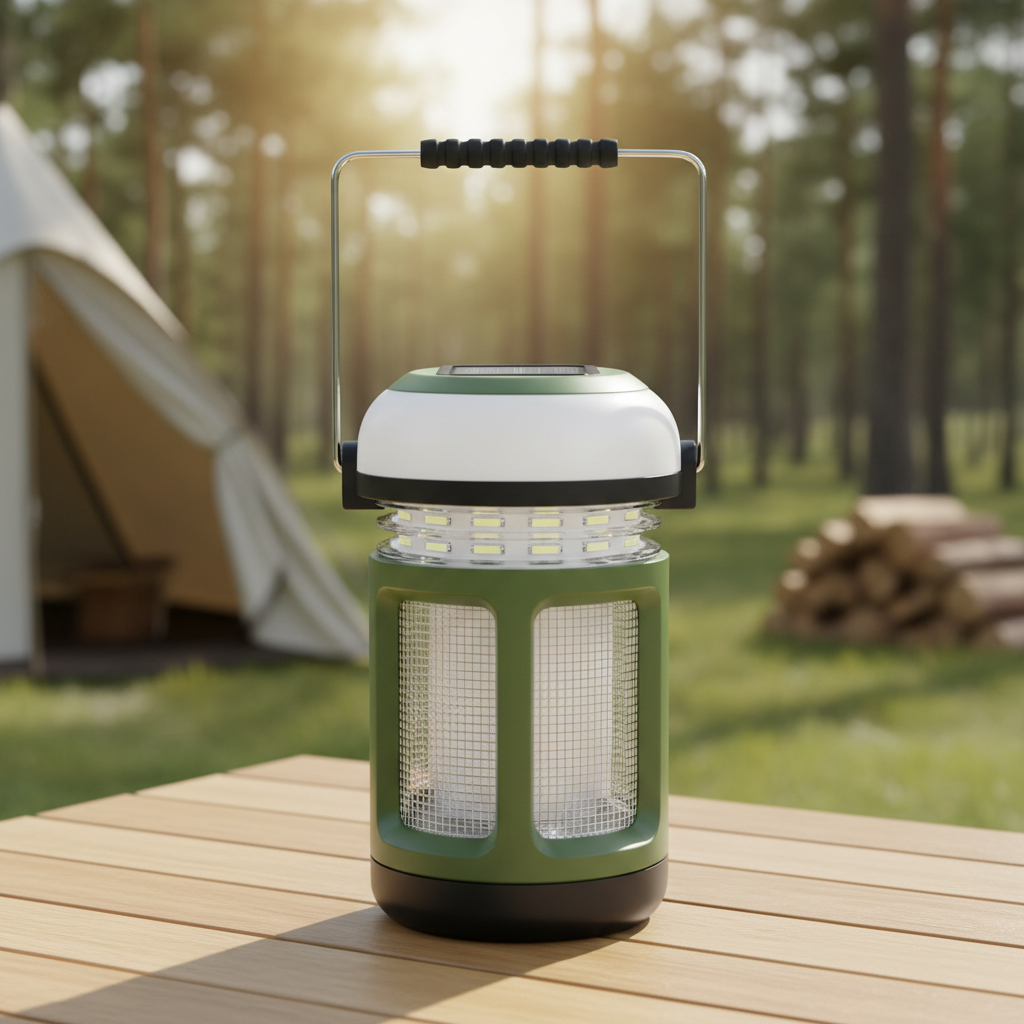 Portable Solar-Powered LED Lantern with Mosquito Repellent