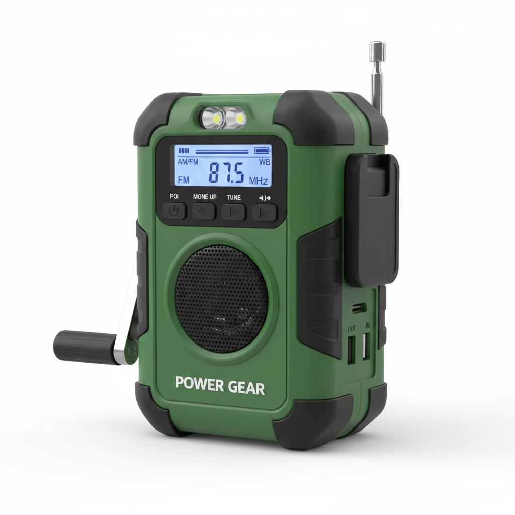 Compact Emergency Hand Crank Radio with Power Bank