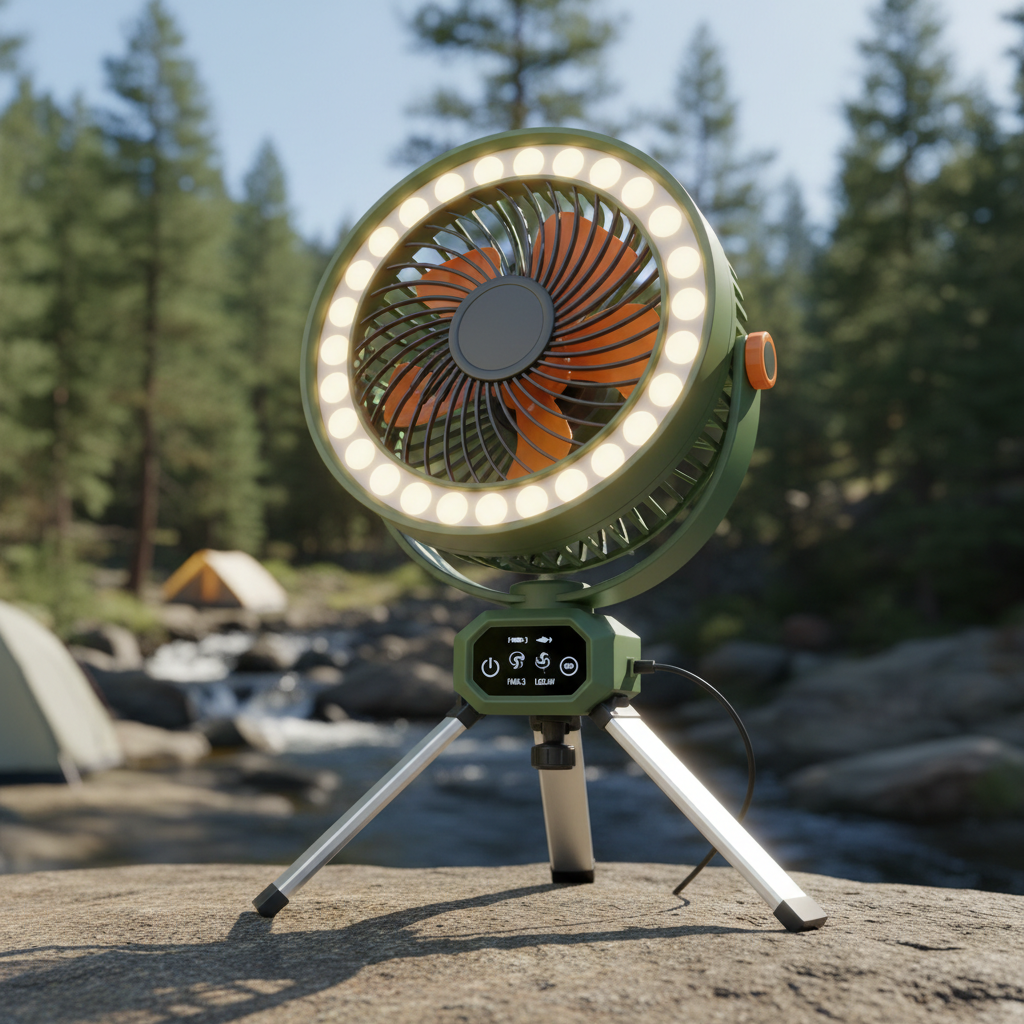 Portable Camp Fan with LED Light