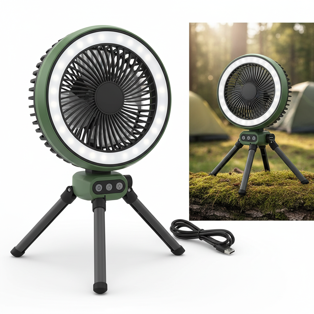 Portable Camp Fan with LED Light